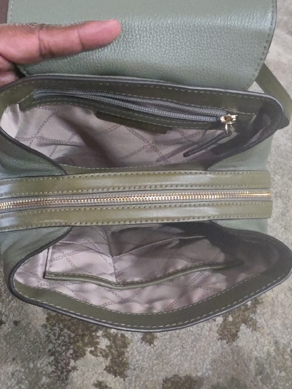 Michael Kors Sage Green Pebbled Leather Backpack with Gold Hardware - Picture 2 of 5